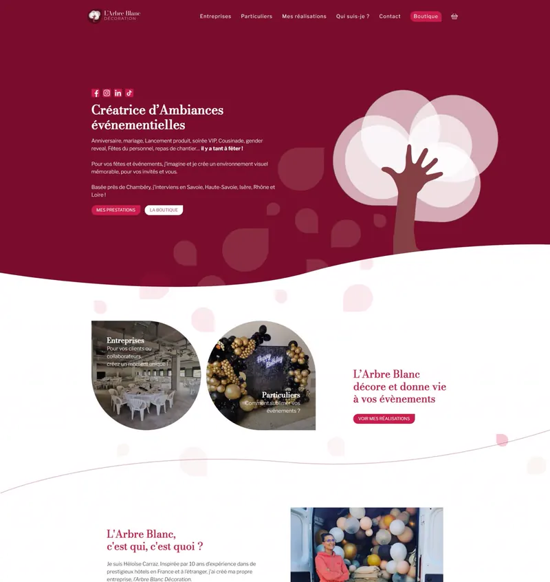 Page d'accueil du site L'Arbre Blanc Décoration