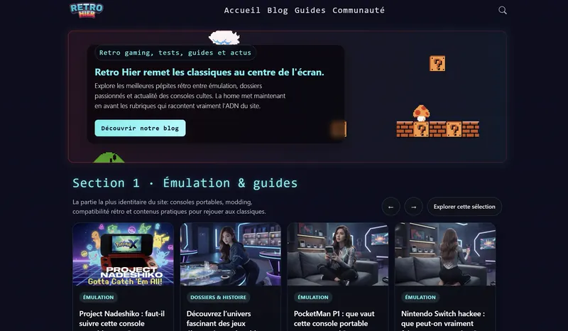 Page d'accueil du site RetroHier